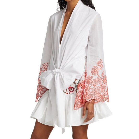 SILVIA TCHERASSI Grace White Scarlet Eyelet Knotted Blouse Size S NEW NWT - Picture 5 of 7